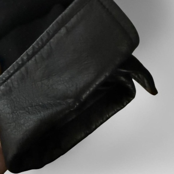 Y2K Vintage Wool Blend Jacket Women's 11/12 Black Faux Leather Trim Ukraine - Picture 5 of 5